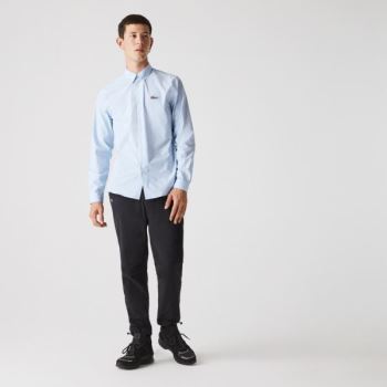 Lacoste Lacoste x National Geographic Regular Fit Striped Cotton Shirt Pánské - Šortky Blankyt / Bíl